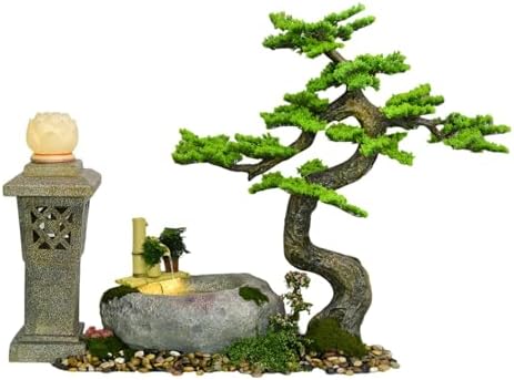 65 Inch Freestanding Fountain Decor Lighthouse with Automatic Pump