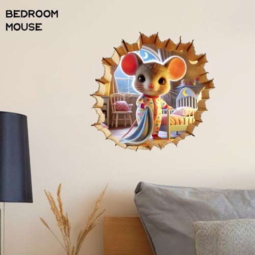 NEXIHOO 3D Mouse Hole Wall Decals Set of 4