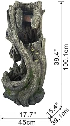 Rustic Tree Trunk Fountain with LED Light