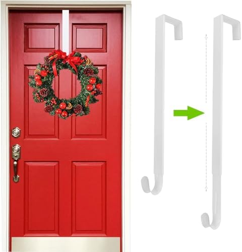 Adjustable Wreath Hanger for Front Door 15 to 25 Length White