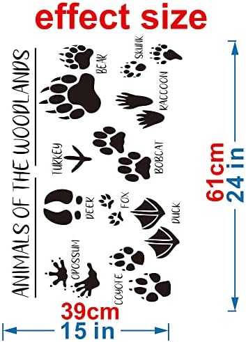 Cute Forest Animal Wall Stickers with Footprints - 15x24 Inches