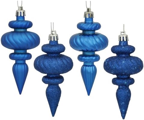 Vickerman 4 4-Finish Finial Ornament 8 Pack Blue