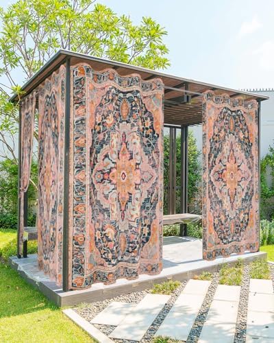Rustic Boho Outdoor Curtains with Grommets 2 Panels 54x84inch Waterproof Windproof