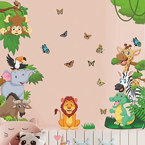 Supzone Jungle Animals Wall Stickers for Kids Bedroom Decor