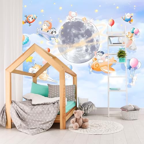 Cartoon Animals Wall Mural - 88 x 59 for Nursery Bedroom Bathroom