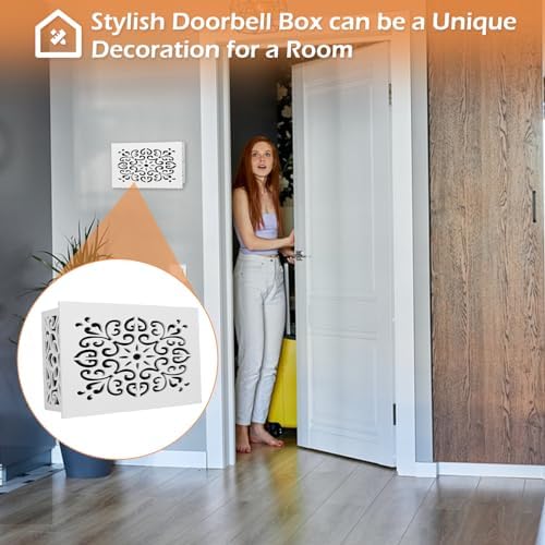 Modern White Doorbell Chime Cover Box with Mounting Hardware