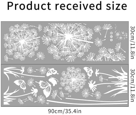 2 Set White Dandelion Wall Decals Peel and Stick