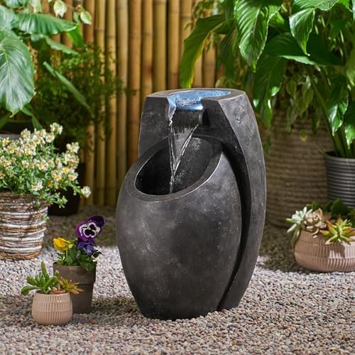 Serene Outdoor Floor Fountain with LED Lights and Weather Resistance