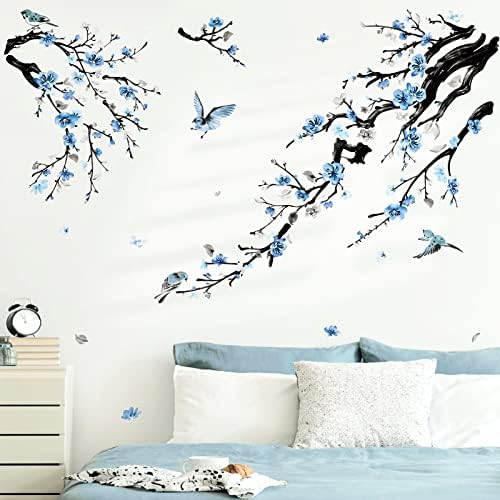 Wondever Blossom Blue Floral Wall Decals