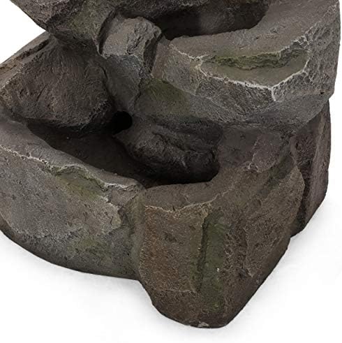 4-Tier Outdoor Fountain with LED Lights and Waterfall Flow