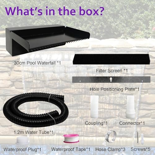 Pamopamo Pond Waterfall Spillway Fountain Kit Black Stainless Steel Outdoor