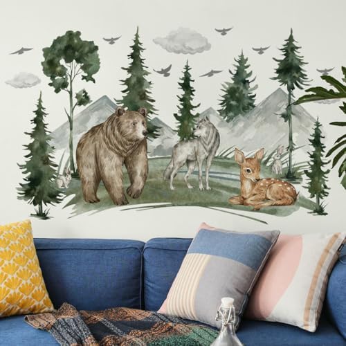 3D Jungle Animals Wall Decals for Kids Bedroom Decor