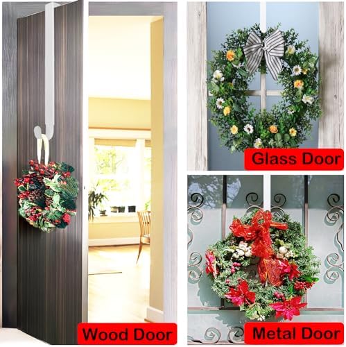 Adjustable Wreath Hanger for Front Door 15 to 25 Length White
