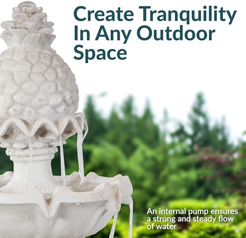 Sunnydaze 57 Inch Welcome 3 Tier Water Fountain - White
