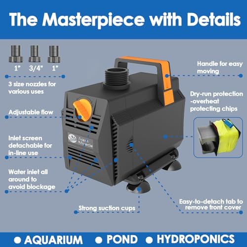 AquaMiracle 1050GPH Submersible Pond Pump with Flow Control