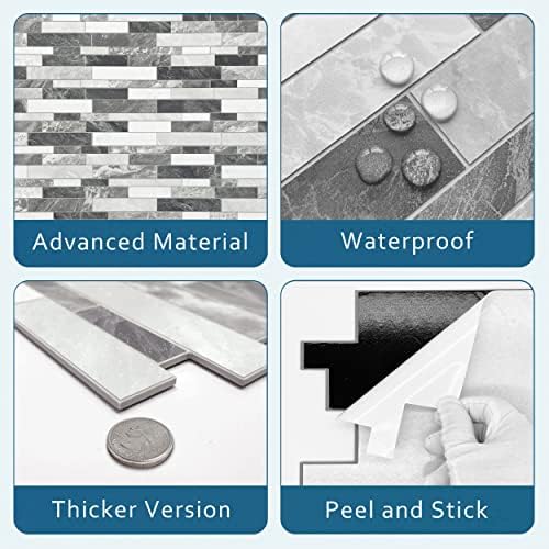 SUNWINGS 10 Sheet Peel and Stick Faux Brick Backsplash Tiles
