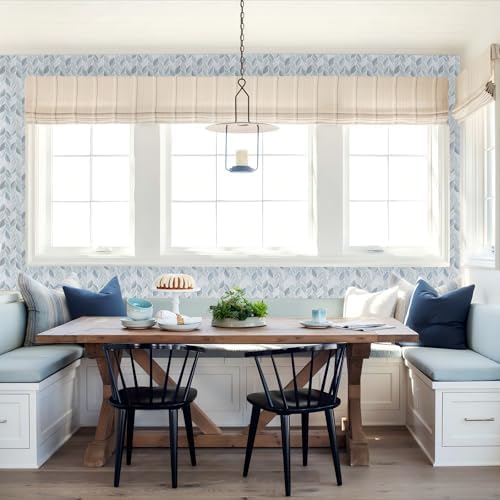 Tilingview 10 Pcs Leaf Design Peel and Stick Wall Tiles Blue Gray