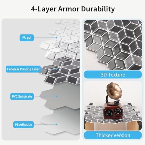 Art3d 10-Sheet Peel and Stick Backsplash Tiles Graphite Gray