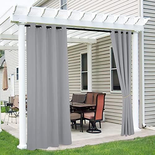 RYB HOME 2 Piece Outdoor Curtains Silver Grey 52x84
