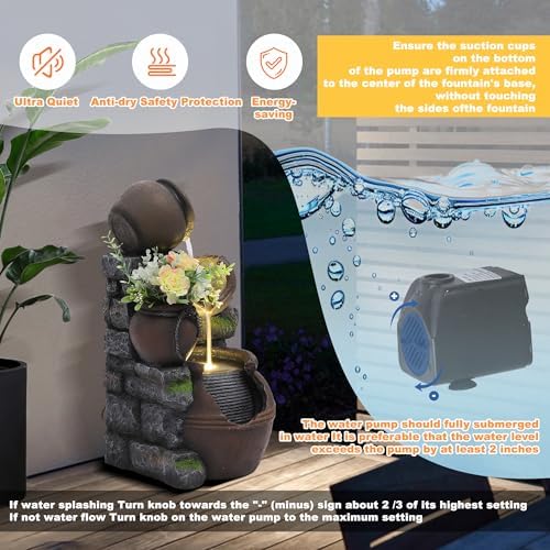 MAGIC UNION 4-Tier Water Fountain with LED Lights and Pump