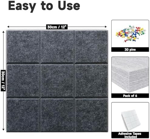 Yunihome 6-Pack Decorative Bulletin Board Wall Tiles
