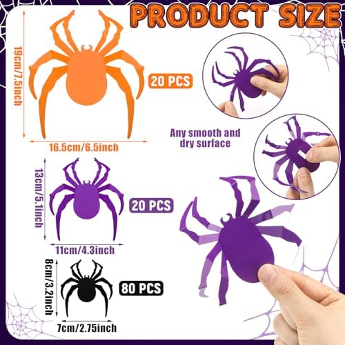 Geelin 60 Pcs Halloween Spider Wall Stickers