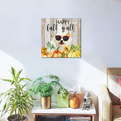 Thanksgiving Hello Fall Decor Wood Plaque 8x8in