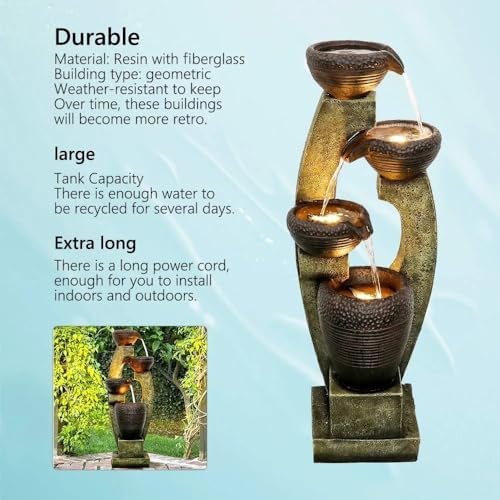 Modern Outdoor Water Fountain with LED Light