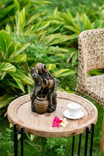 Charming 3 Tier Water Fountain with Adjustable Flow and Rustic Design
