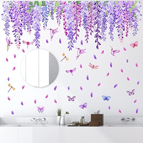 Barri Design Summer Purple Wisteria Wall Decals