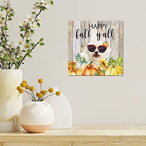 Thanksgiving Hello Fall Decor Wood Plaque 8x8in