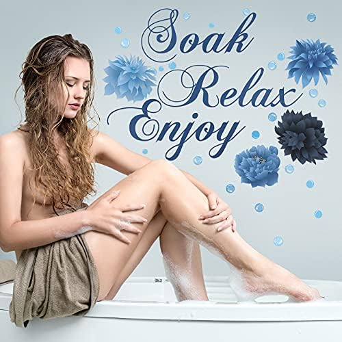 Xuniea Blue Bathroom Wall Decals Soak Enjoy Relax Stickers
