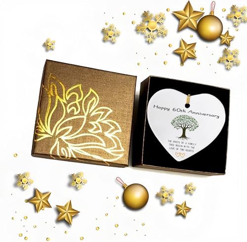 60th Anniversary Heart Shaped Ceramic Ornament Keepsake