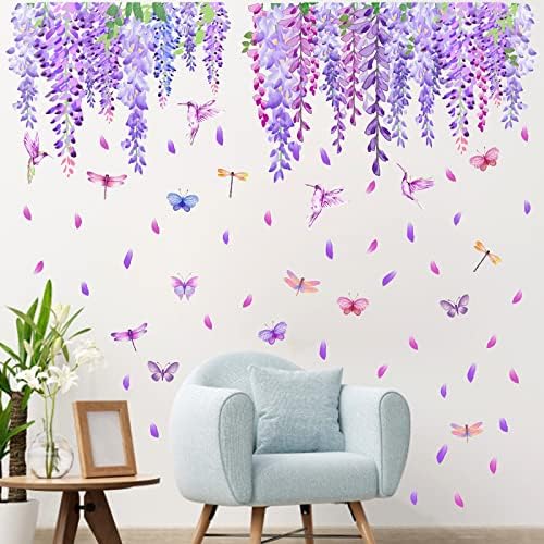 Barri Design Summer Purple Wisteria Wall Decals