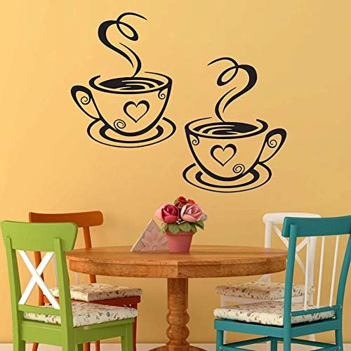 Luckycivia 2 Pcs Coffee Tea Cup Wall Decal Sticker
