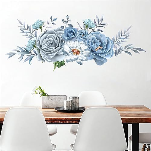 Blue-Gray Peony Wall Stickers for Home Decor