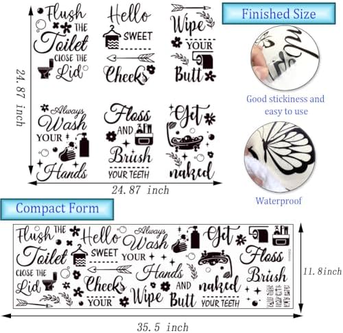 Bathroom Decals Peel and Stick Vinyl Quotes Wall Art