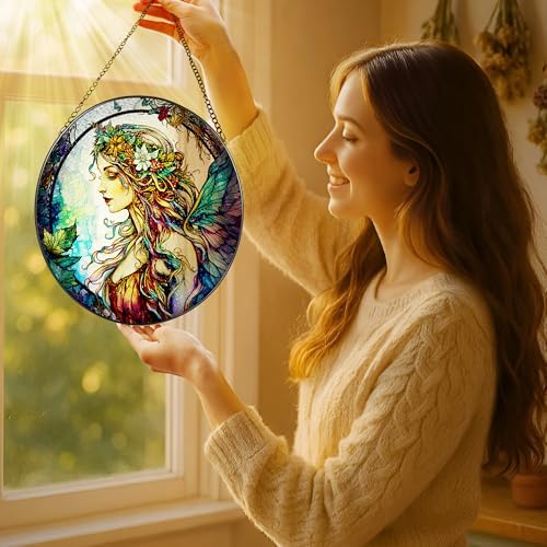 LAOWEIKI 8 Inch Fairy Suncatcher Window Hanging