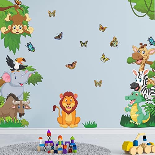 Supzone Jungle Animals Wall Stickers for Kids Bedroom Decor