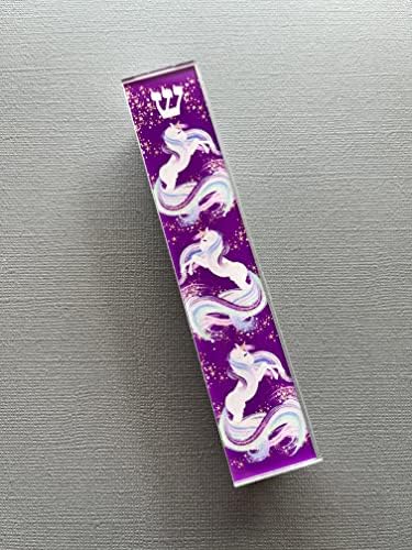 Childrens Mezuzah Scroll Case with Unicorns