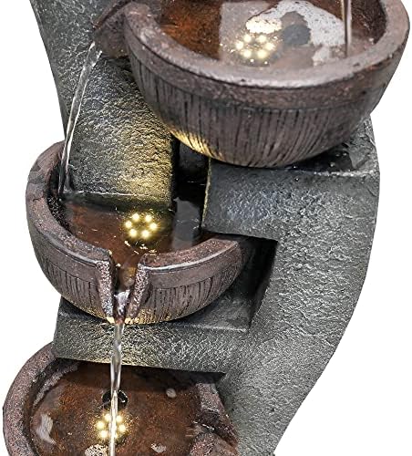 SunJet 437 Inch Modern Water Fountain with 5 Tiers and Lights