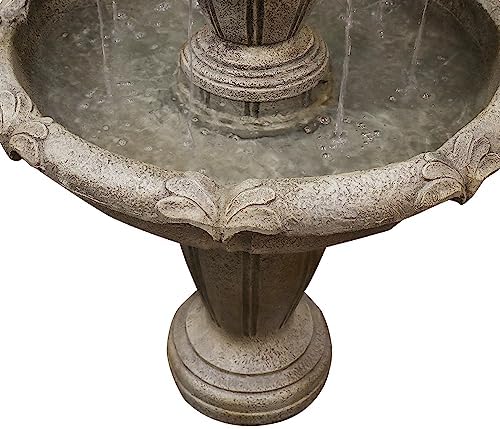 SunJet 48 Inch Modern Concrete Water Fountain with 3 Tiered Waterfalls