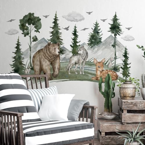 3D Jungle Animals Wall Decals for Kids Bedroom Decor