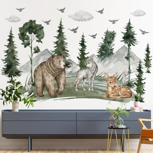 3D Jungle Animals Wall Decals for Kids Bedroom Decor