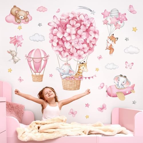 Wondever Animals Hot Air Balloon Wall Stickers for Kids Room