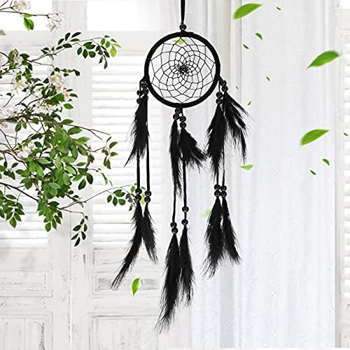 Feather Dream Catcher Handmade Macrame Wall Hanging Decor Black