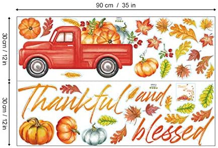 Thanksgiving Orange Truck Wall Decals with Maple Leaves