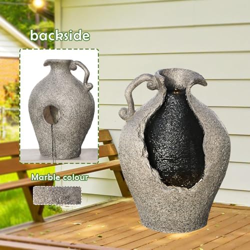 24 Inch Tall Jar Water Fountain with LED Lights