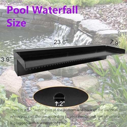 Pamopamo Black Stainless Steel Pond Waterfall Fountain Kit