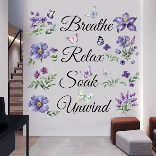 Datesno Inspirational Quotes Wall Decal Breathe Relax Soak Unwind
